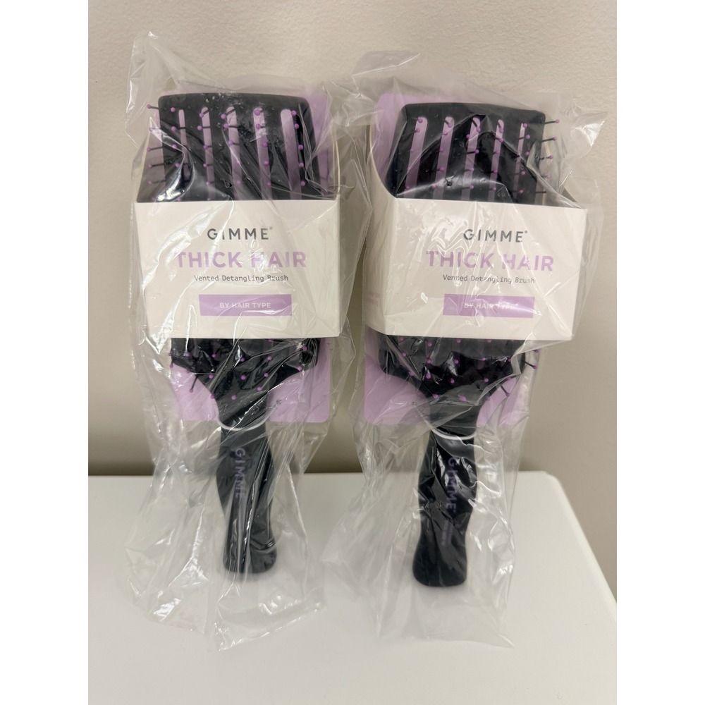 GIMME Vented Detangling Brush Unisex OS Black Purple Thick Hair 2pk NWT